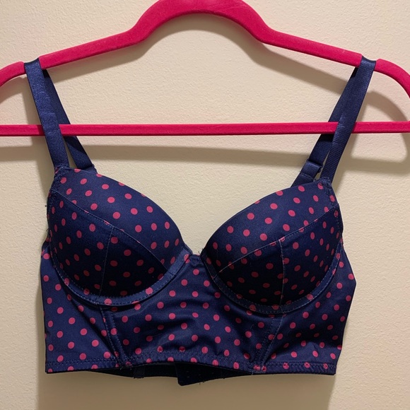 34B Beautiful Blue & Pink Polka-Dot Bra - Picture 3 of 9